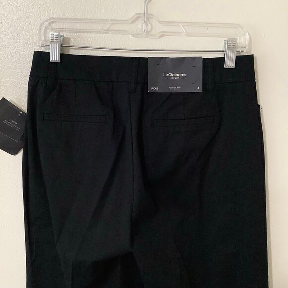 NWT Liz Claiborne Jackie Stretch Straight Leg Black Casual Pants 4 - Picture 9 of 10